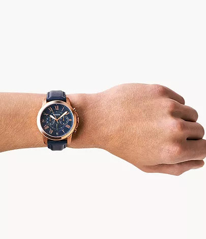 Grant Chronograph Navy Leather Watch
