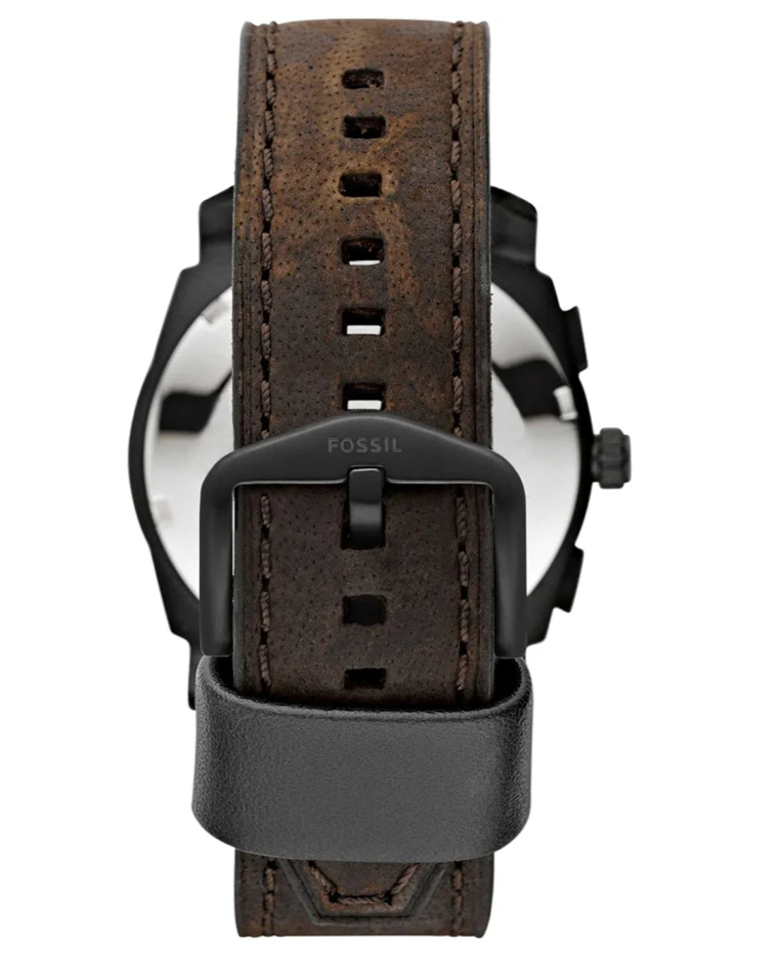 Fossil Men Leather Machine Analog Black Dial Watch-Fs4656, Band Color-Brown