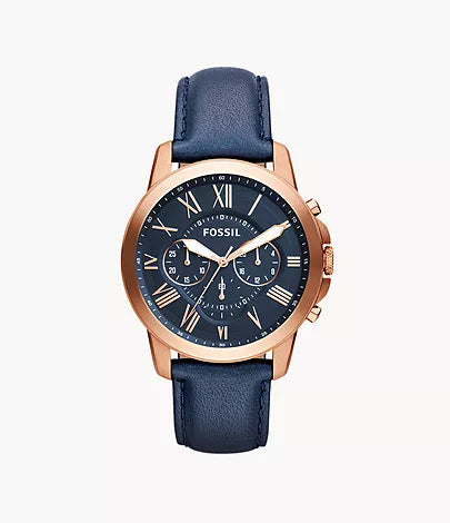 Grant Chronograph Navy Leather Watch